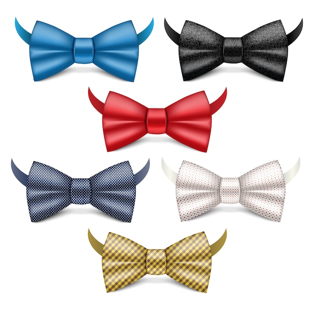 Bowtie icons set. Realistic set of bowtie vector icons isolated