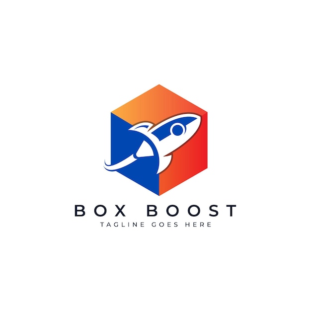 box boost logo design box rocket booster boosting logo