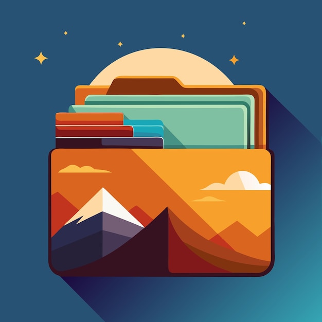 Vector a box of cards with mountains and mountains in the background