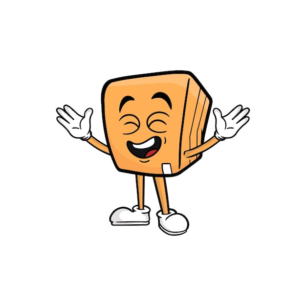 Box character cartoon mascot vector