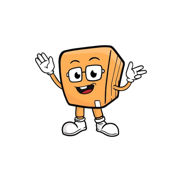 Box character cartoon mascot vector