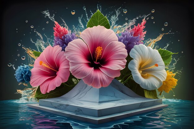 Vector a box of flowers with the words hibiscus on it