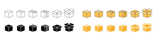 Box icon set different style illustration