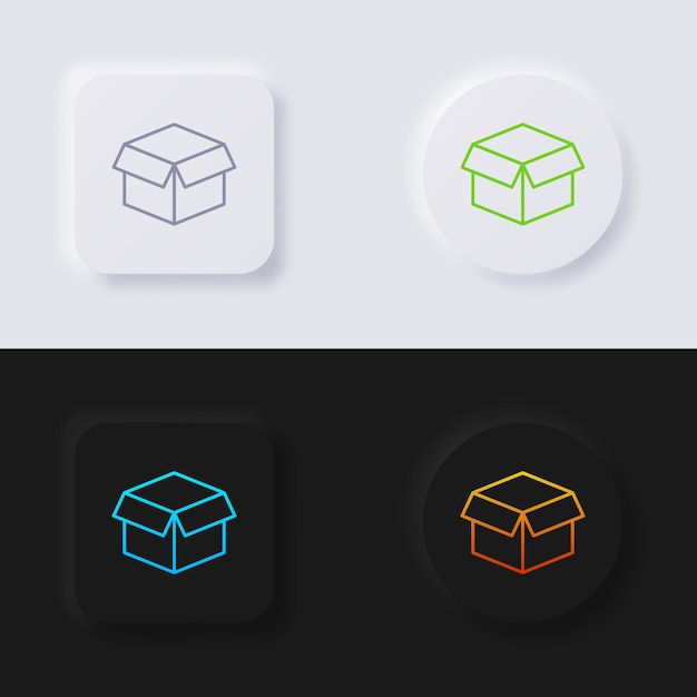 Box icon set Multicolor neumorphism button soft UI Design for Web design Application UI and more Icon set Button Vector