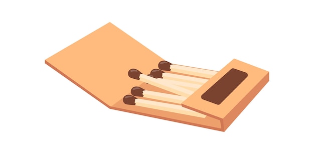 Box of matches. Retro matchstick box, safety matchbox, vector illustration