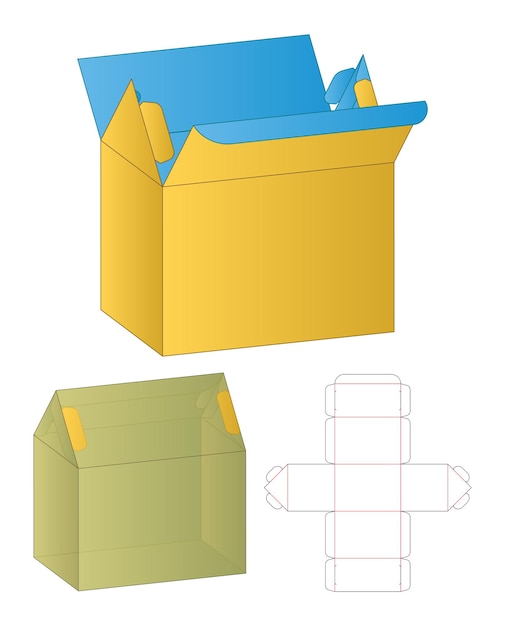 Box packaging die cut template design 3d mockup