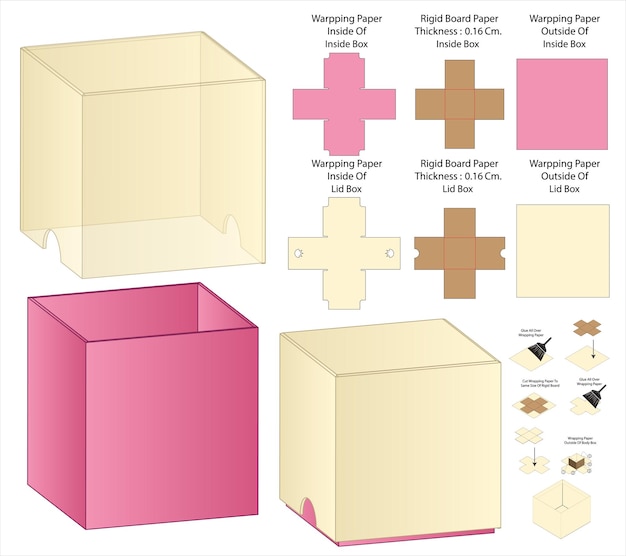 Box packaging die cut template design 3d mockup