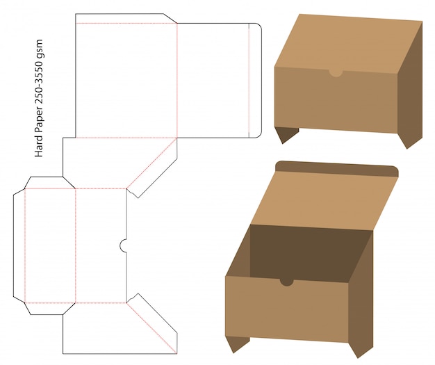 Box packaging die cut template design