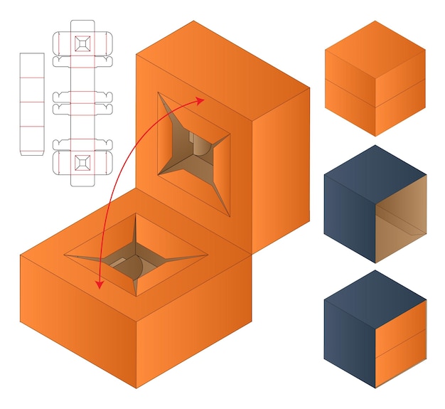 Box packaging die cut template design 