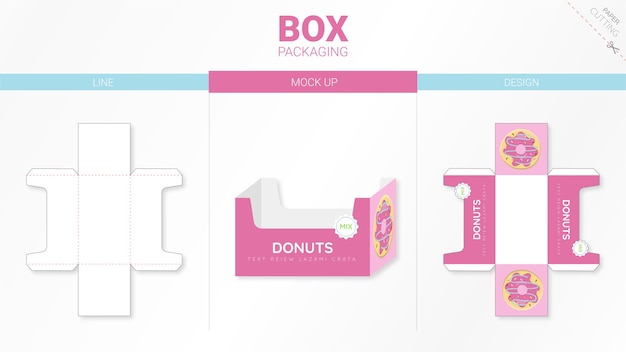 Box packaging and  die cut template 