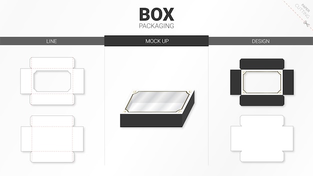 Box packaging and   die cut template