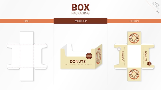 Box packaging and   die cut template