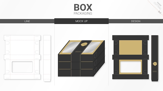 Box packaging and die cut template