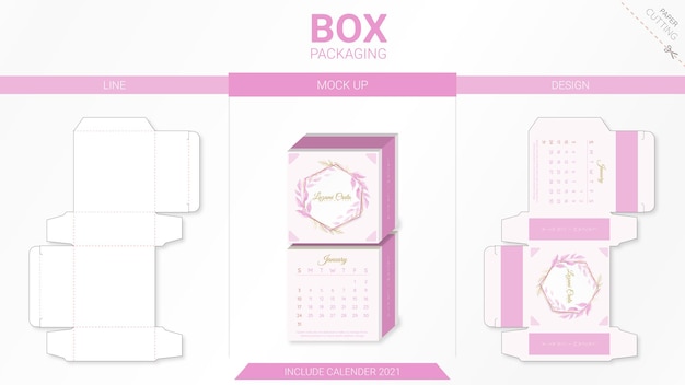 Box packaging and die cut template