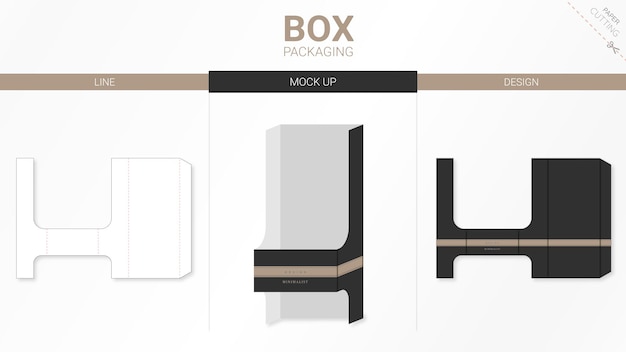 Box packaging and   die cut template