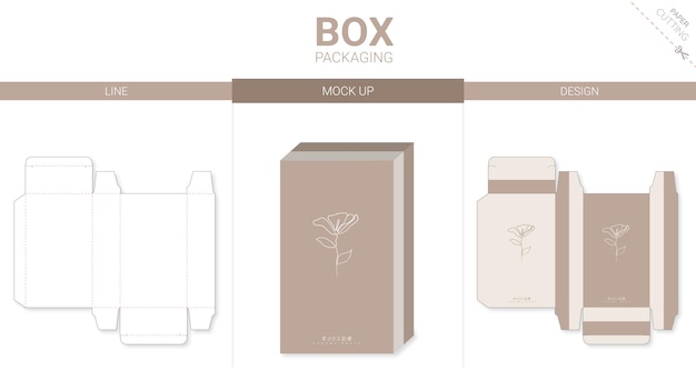 Box packaging and   die cut template