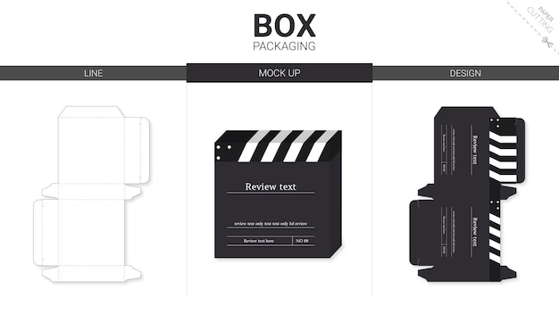 Box packaging and   die cut template