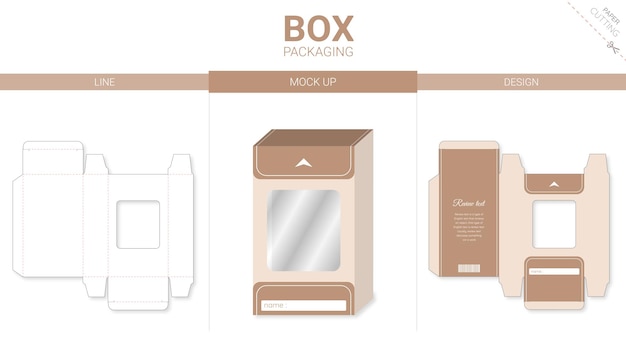 Box packaging and   die cut template