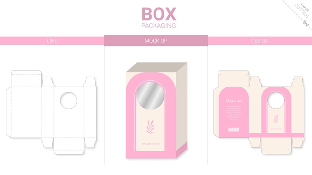 Box packaging and die cut template