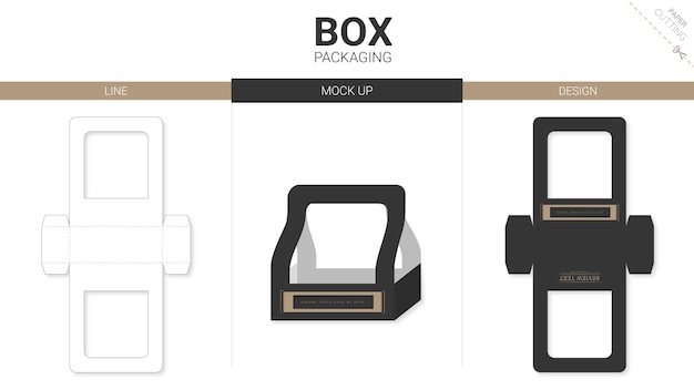 Box packaging and die cut template