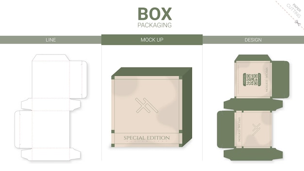 Box packaging minimal and mockup die cut template