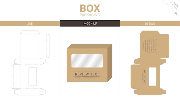 Box packaging and mockup die cut template