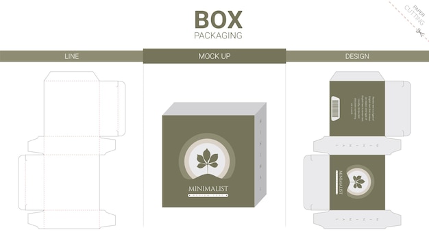 Box packaging and mockup die cut template