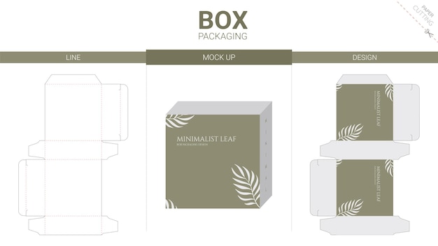 Box packaging and mockup die cut template