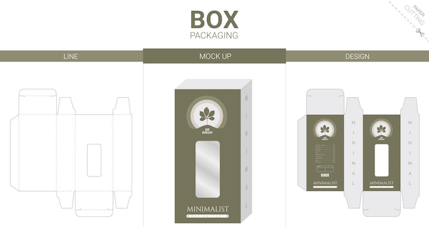 Box packaging and mockup die cut template