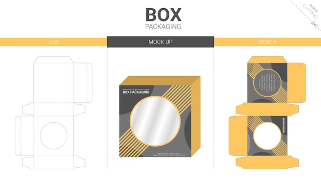 Box packaging and mockup die cut template