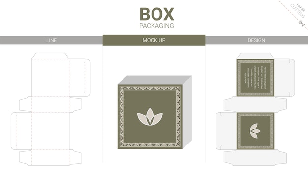 Box packaging and mockup die cut template