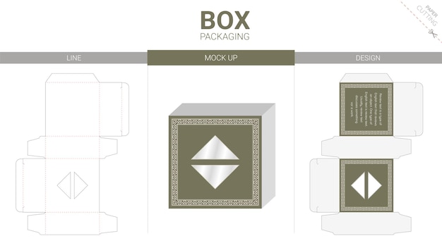 Box packaging and mockup die cut template