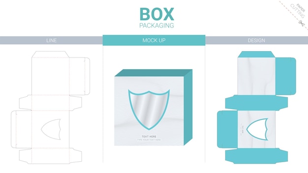 Box packaging and mockup die cut template