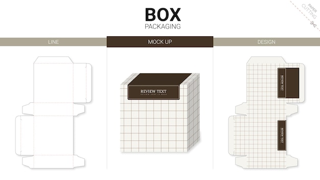 Box packaging and mockup die cut template