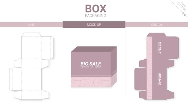 Box packaging and mockup die cut template