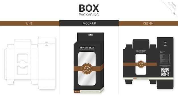 Box packaging and mockup die cut template