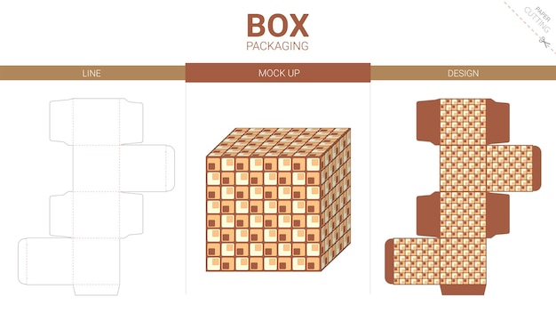 Box packaging and mockup die cut template