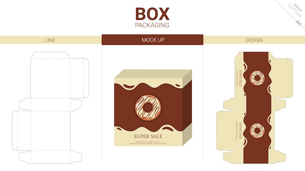 Box packaging and mockup die cut template