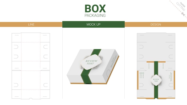 Box packaging and mockup die cut template