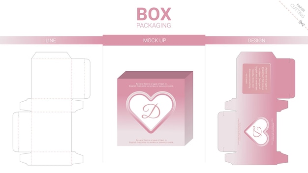 Box packaging and mockup die cut template