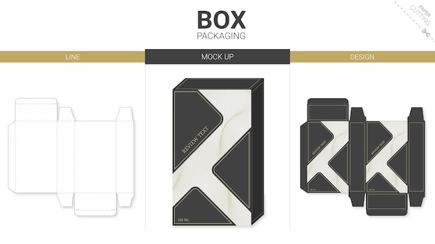 Box packaging retro and mockup die cut template