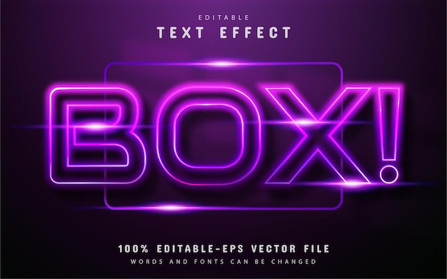 Box text effect in purple neon style