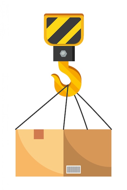 Box with crane hook illustration