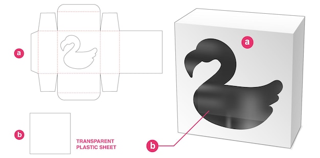 Box with flamingo window die cut template