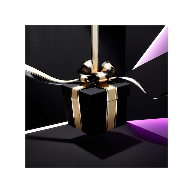 Vector a box with a gold ribbon on it that says gift