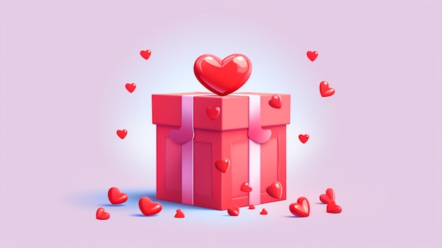 Vector a box with hearts and a box of hearts on it with a pink background