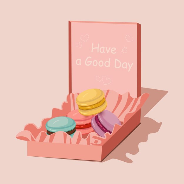 A box with macaron Vector illustration