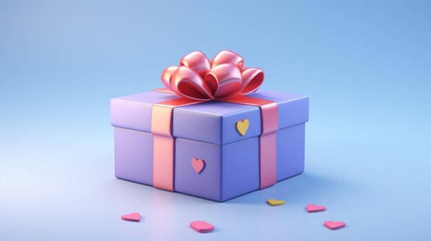 a box with a pink bow and hearts on it