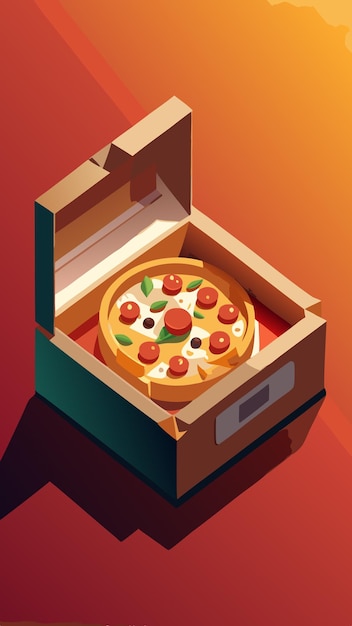 Vector a box with a pizza inside and a box with a pizza inside