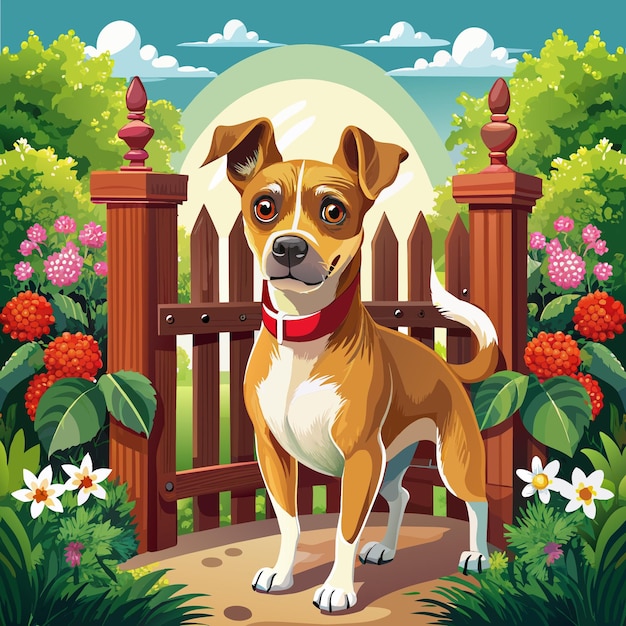 Boxachi dog soft knocks garden vector